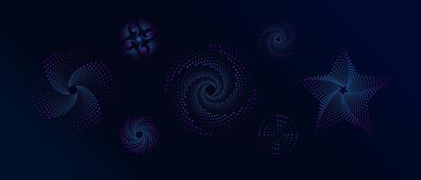 Circle dots pattern texture isolated on dark blue and purple background. vector