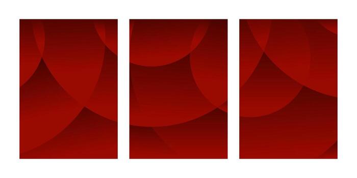 Three red abstract gradient backgrounds side by side vector
