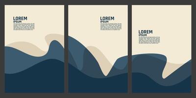 Tres vertical pancartas con olas y olas vector