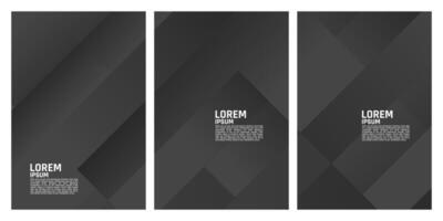 three vertical banners with black and white geometric shapes vector