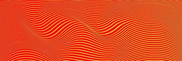 a red and yellow background with wavy lines vector