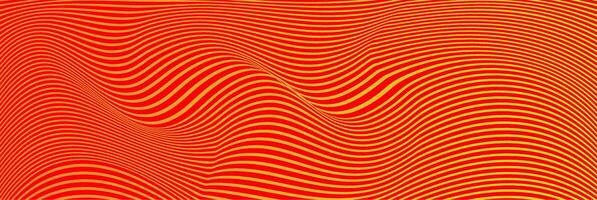 a red and yellow background with wavy lines vector