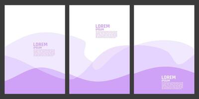 Tres vertical pancartas con púrpura olas vector