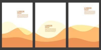 three vertical banner or cover books with orange waves vector