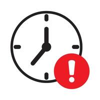 Clock time with exclamation mark. Expire icon. Delay symbol. Deadline icon. vector