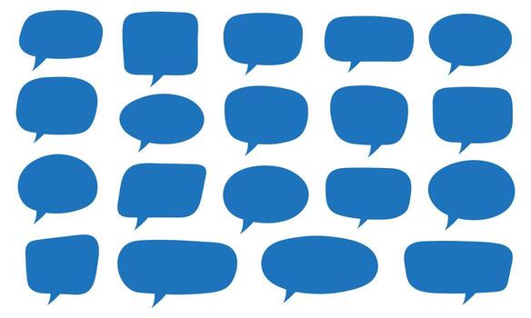 Set of hand drawn speech bubbles. Speak bubble for text, cartoon chatting box, message box. Blank empty white speech bubbles. vector