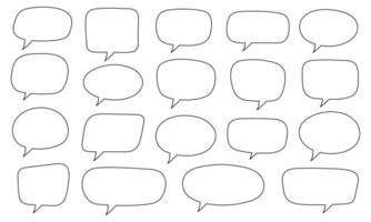 Set of hand drawn line speech bubbles in rectangular shape. Speech balloon, chat bubble art line speech bubbles for apps and websites. vector