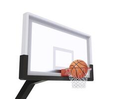 A Players throw basketball ball towards the net photo