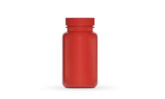 Red supplement bottle for medicine photo