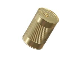 One closed tin can isolated on white photo