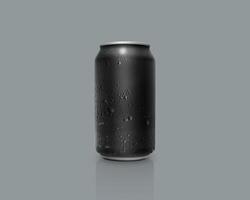 Can of fresh soda with water drops on color background photo