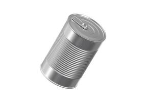 One closed tin can isolated on white photo