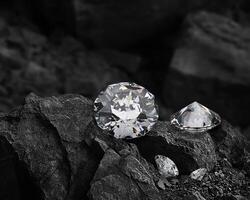 diamond on black coal background photo