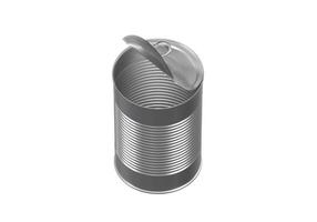 Open tin can isolated on white background photo