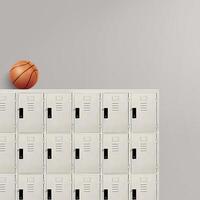 Basketball on locker in the room photo