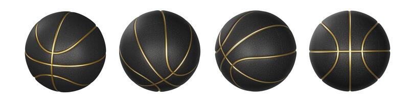 Black basketball ball with golden lines photo