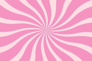 Pink swirl candy background. Sweet strawberry ice cream pattern. Spiral sunburst wallpaper. Cartoon marshmallow and lollipop texture. Radial striped vortex for psychedelic groovy design. vector