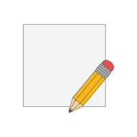 cartoon illustration pencil and sticky note icon Isolated on White vector