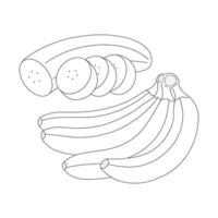 mano dibujado dibujos animados ilustración plátano y pelado plátano icono aislado en blanco vector