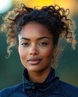 A close-up view of a persons curly hair photo