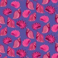 Colorful cute sea shells seamless pattern. hand drawn. Summer abstract artistic ocean marine shell. hand drawn. Template for designs, notebook cover, vector