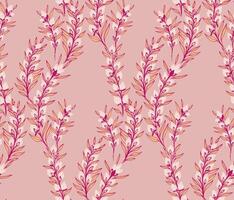 Decorative abstract branches with flowers buds and tiny leaves intertwined in a seamless pattern. hand drawn illustration. Creative wild floral stems printing on a beige background. vector