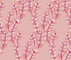 Decorative abstract branches with flowers buds and tiny leaves intertwined in a seamless pattern. hand drawn illustration. Creative wild floral stems printing on a beige background. vector