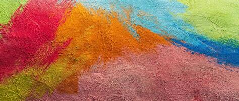 A fragment of colorful graffiti painted on a wall. Abstract urban background. Spray painting art. photo