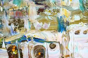 Colorful abstract oil painting art background. Texture of canvas and oil. photo