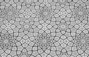 Black and white geometric traditional Islamic ornament. Fragment of a ceramic mosaic. 7 photo
