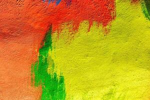 A fragment of colorful graffiti painted on a wall. Abstract urban background. Spray painting art. photo