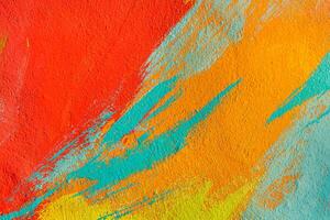 A fragment of colorful graffiti painted on a wall. Abstract urban background. Spray painting art. photo