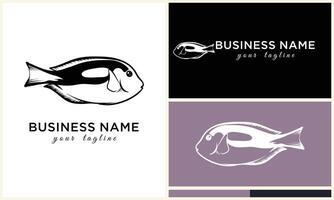 line art fish logo template vector