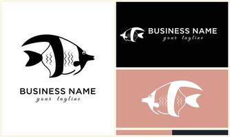 line art fish logo template vector