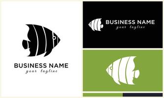 line art fish logo template vector