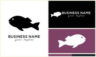 line art fish logo template vector