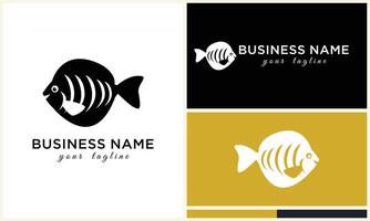 line art fish logo template vector