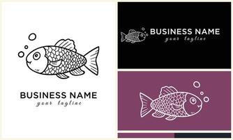 line art fish logo template vector