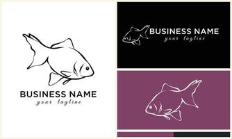 line art fish logo template vector