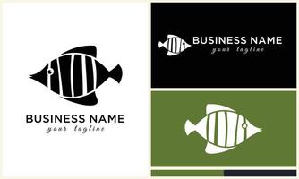 line art fish logo template vector