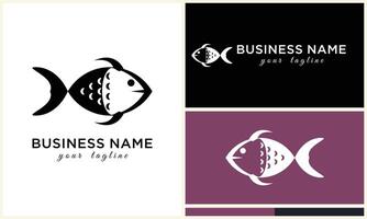 line art fish logo template vector