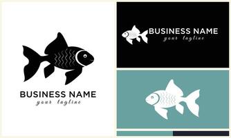 line art fish logo template vector