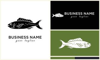 line art fish logo template vector