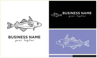 line art fish logo template vector