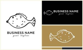 line art fish logo template vector