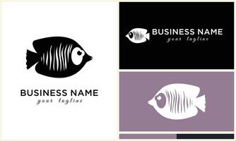 line art fish logo template vector