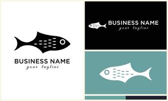 line art fish logo template vector