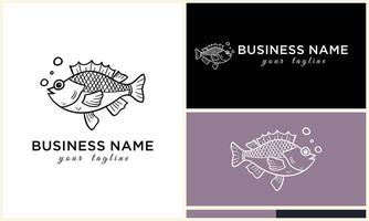 line art fish logo template vector