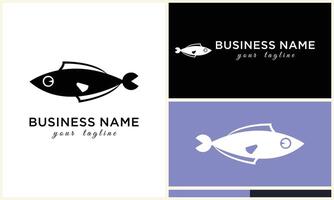 line art fish logo template vector