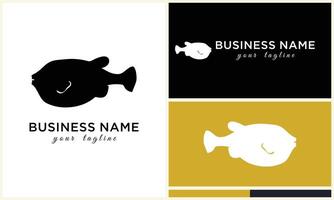 line art fish logo template vector